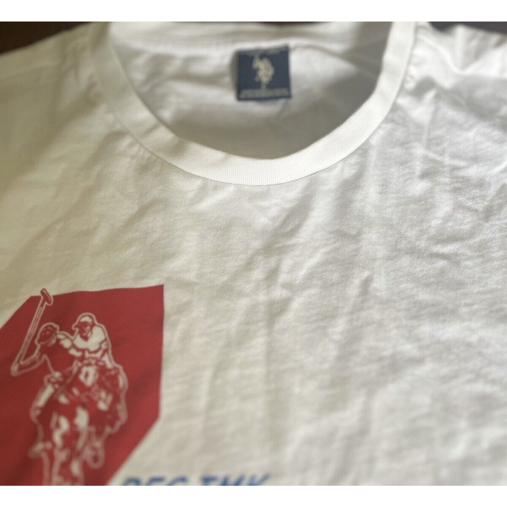 US Polo Assn Men's White Logo Graphic Print Size Large Long Sleeve T-Shirt MINT - Picture 3 of 5